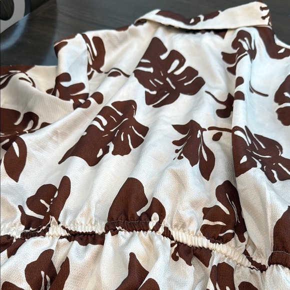 Forever 21 + 2X Brown and White Leaf Print Dress - Picture 11 of 11